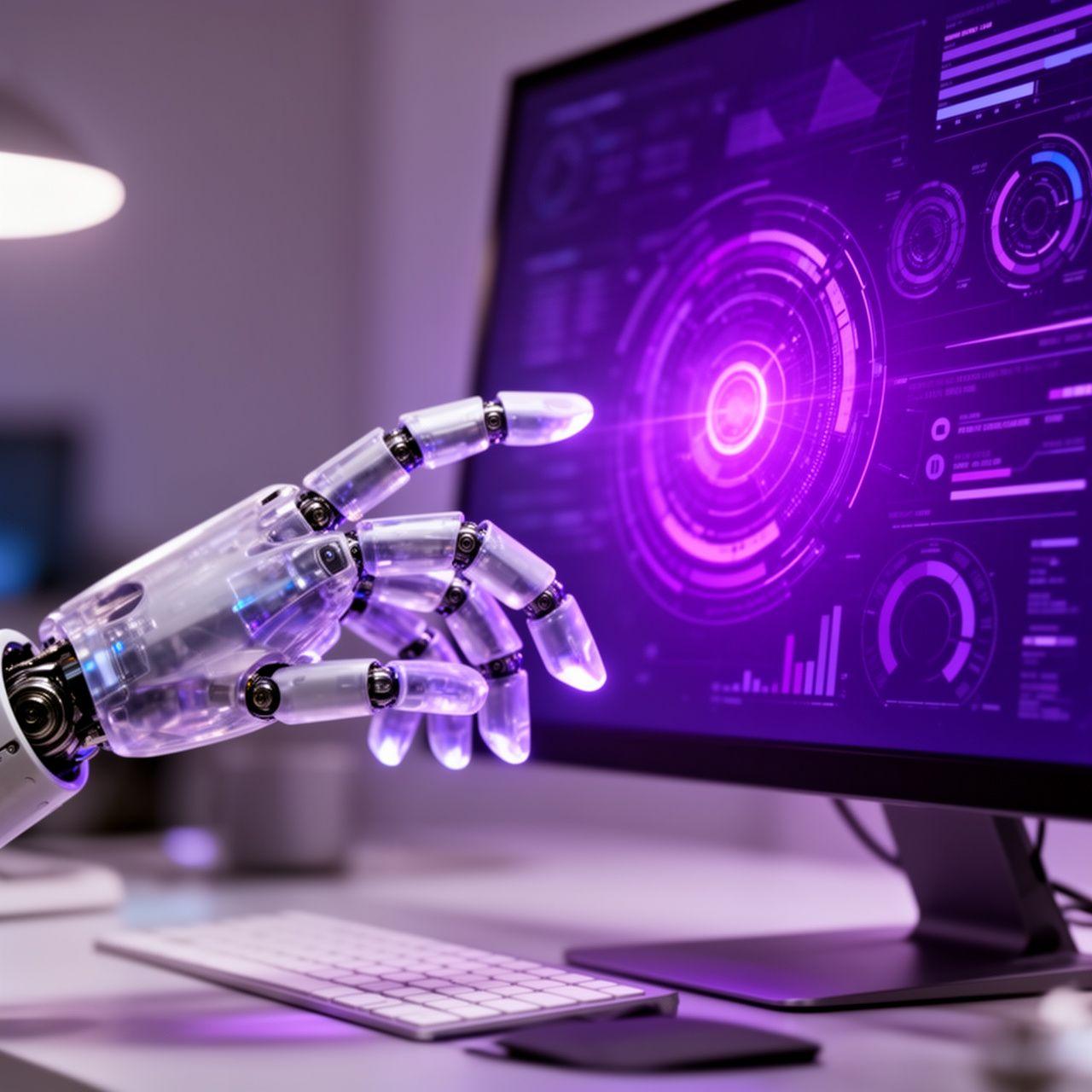 Futuristic robotic interface representing intelligent workflow optimization